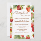 Een Berry zoete Waterverf Aardbei Baby shower Kaart (Voorkant)