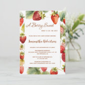 Een Berry zoete Waterverf Aardbei Baby shower Kaart (Staand voorkant)