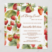 Een Berry zoete Waterverf Aardbei Baby shower Kaart (Voorkant / Achterkant)
