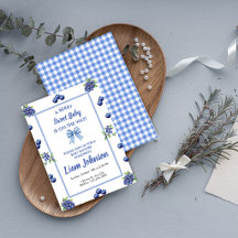 Een Bes Zoete Baby Shower Uitnodiging | Blauwe Bes