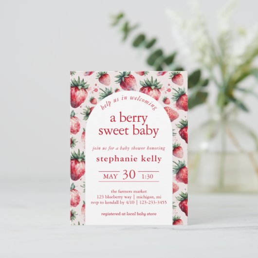 Een besachtig Baby shower Briefkaart (Staand voorkant)