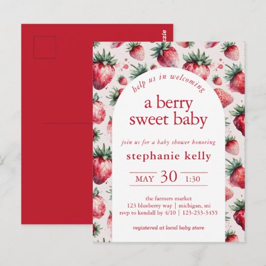 Een besachtig Baby shower Briefkaart (Voorkant / Achterkant)