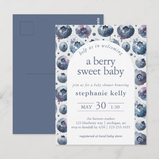 Een besachtig Baby shower Briefkaart (Voorkant / Achterkant)