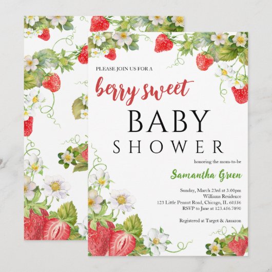 Een besachtig Baby shower Kaart (Voorkant / Achterkant)