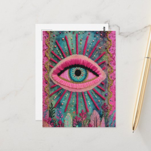 Een beschermend Boos Oog Briefkaart (Voorkant / Achterkant in situ)