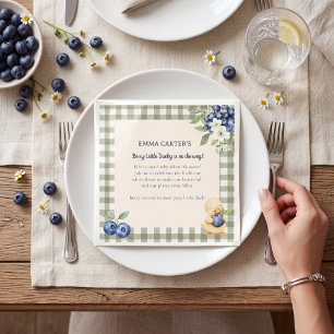 Een Besje Klein Eendje Baby Shower / groen geruit Servet
