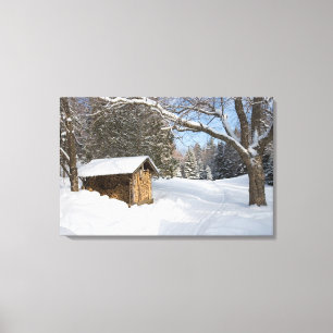 Een besneeuwd landschap bij het Little Lyford Pond Canvas Afdruk