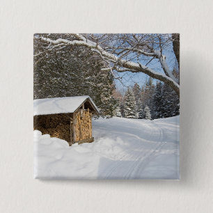 Een besneeuwd landschap bij het Little Lyford Pond Vierkante Button 5,1 Cm