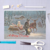 Een besneeuwde avond met de kerstman, het kind en  tissuepapier (Craft)