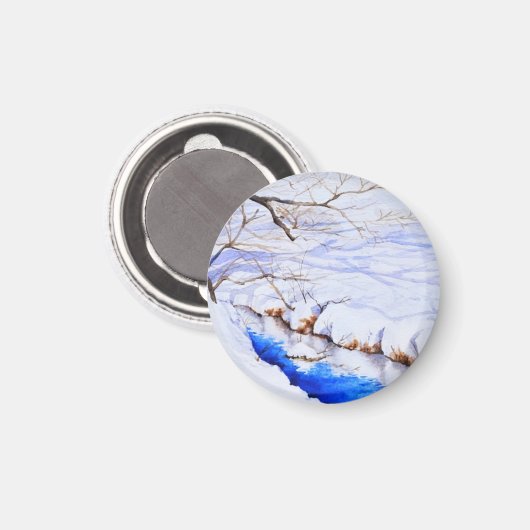 Een besneeuwde beek magneet (Voorkant / Achterkant)