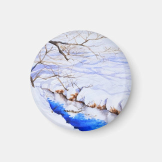 Een besneeuwde beek magneet