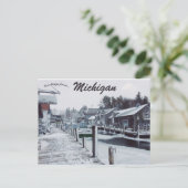 Een besneeuwde dag in Leland Michigan USA Briefkaart (Staand voorkant)