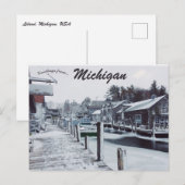 Een besneeuwde dag in Leland Michigan USA Briefkaart (Voorkant / Achterkant)