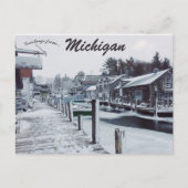 Een besneeuwde dag in Leland Michigan USA Briefkaart (Voorkant)