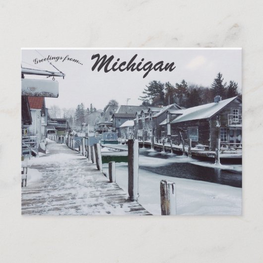 Een besneeuwde dag in Leland Michigan USA Briefkaart (Voorkant)