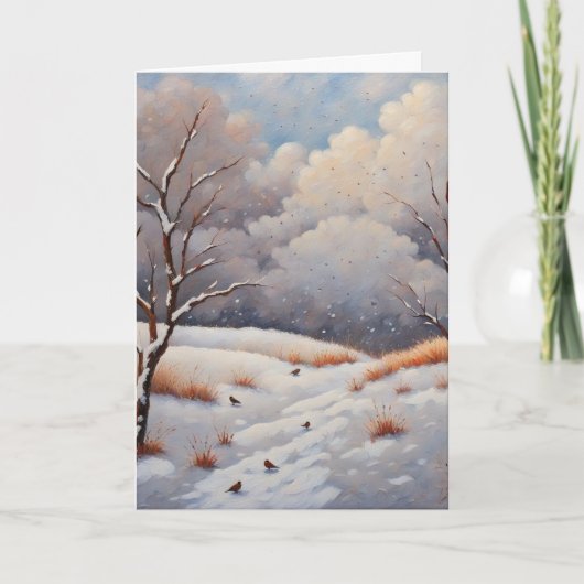 Een besneeuwde kerstkaart kaart (Voorkant)