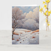 Een besneeuwde kerstkaart kaart (Gele Bloem)