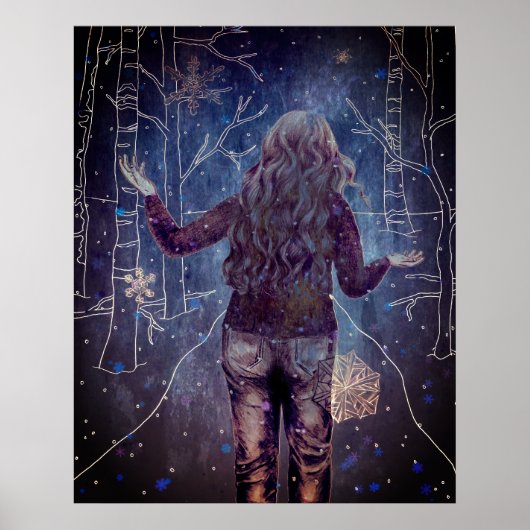 Een besneeuwde nacht poster (Voorkant)