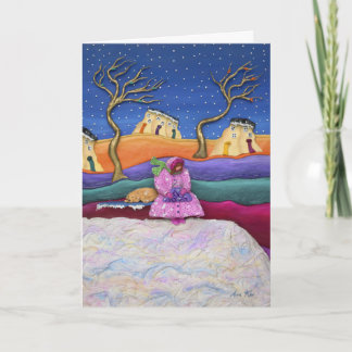 Een besneeuwde nacht - Verticaal Feestdagen Kaart