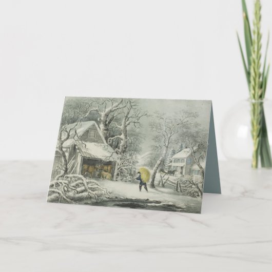 Een besneeuwde ochtend - Fanny Palmer Feestdagen Kaart (Voorkant)