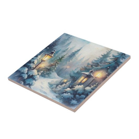 Een besneeuwde winterscène tegeltje (Zijkant)