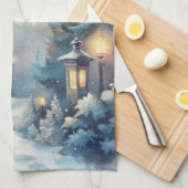 Een besneeuwde winterscène theedoek (Quarter Fold)