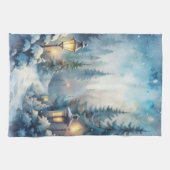 Een besneeuwde winterscène theedoek (Horizontaal)