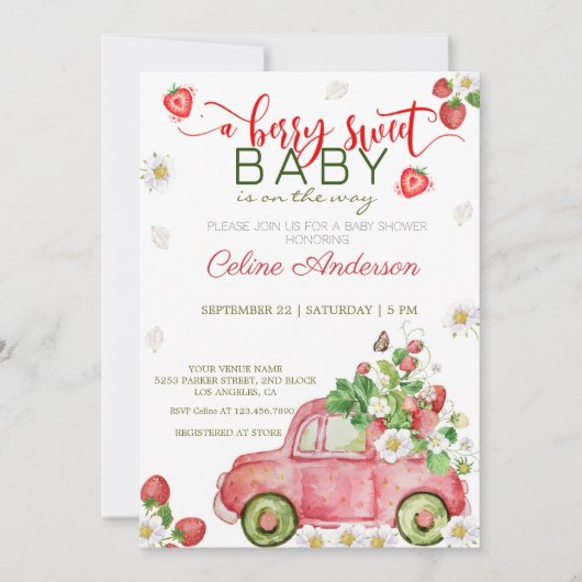 Een bessenzoet baby shower kaart (Voorkant)