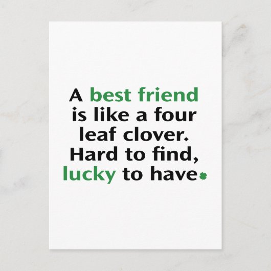 Een beste vriend is als een vier bladluiken. briefkaart (Voorkant)