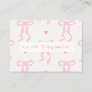 Eén bestelling. Eindeloze dankbaarheid. Roze lin Notitiekaartje