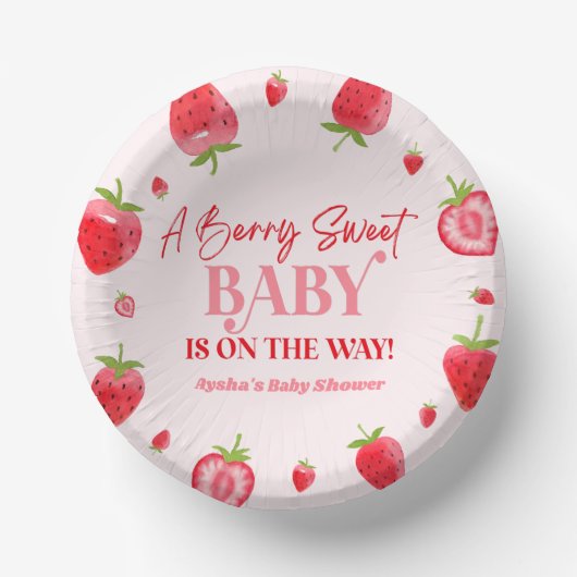 Een beszoete Baby aardbei Baby shower Papieren Kommen (Voorkant)