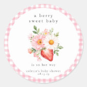 Een beszoete Baby aardbei Baby shower Ronde Sticker (Voorkant)