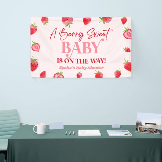 Een beszoete Baby aardbei Baby shower Spandoek (Beurs)