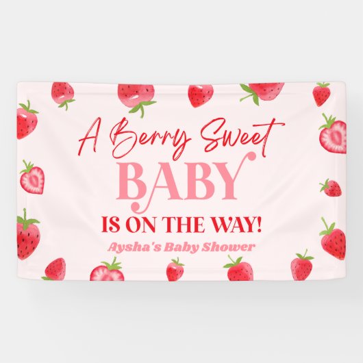 Een beszoete Baby aardbei Baby shower Spandoek (Horizontaal)