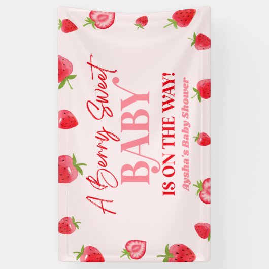 Een beszoete Baby aardbei Baby shower Spandoek (Verticaal)