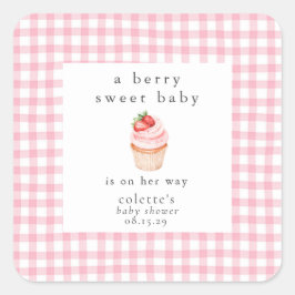 Een beszoete Baby aardbei Baby shower Vierkante Sticker