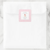 Een beszoete Baby aardbei Baby shower Vierkante Sticker (Tas)