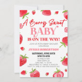 Een beszoete Baby Aardbei roze rood Baby shower Kaart (Voorkant)