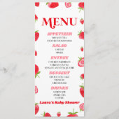 Een beszoete Baby Aardbei roze rood Baby shower Menu (Voorkant)