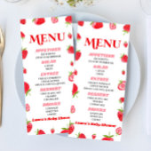 Een beszoete Baby Aardbei roze rood Baby shower Menu