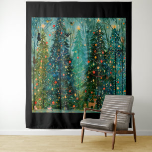 Een Betoverd Verhaalboek Kerstbos Wandkleed