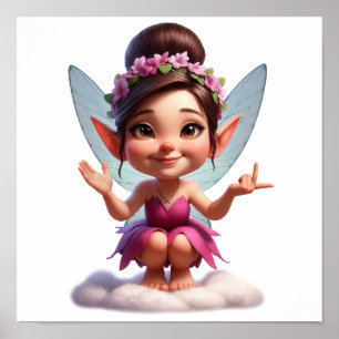Een betoverde magische kleine cartoon Fairy Poster