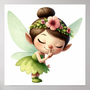 Een betoverde magische kleine cartoon Fairy Poster