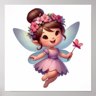 Een betoverde magische kleine cartoon Fairy Poster