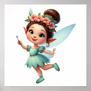 Een betoverde magische kleine cartoon Fairy Poster