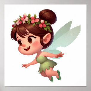 Een betoverde magische kleine cartoon Fairy Poster