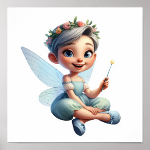 Een betoverde magische kleine cartoon Fairy Poster