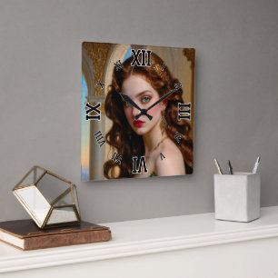 Een betoverend portret van de Emerald Empress Vierkante Klok