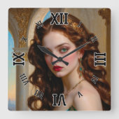 Een betoverend portret van de Emerald Empress Vierkante Klok (Voorkant)