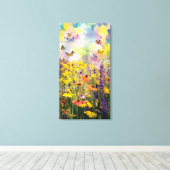 Een betoverend waterverf schilderij van Wildfl Canvas Afdruk (Insitu (Houten vloer))